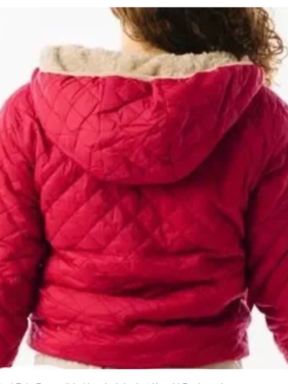 Zyia Active Women’s Large Quilted Sherpa Reversible Hooded Puffer Red Jacket - Picture 5 of 15